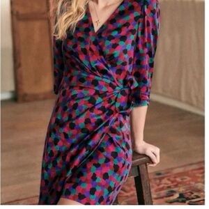 Sezane Asymmetrical Dress in Purple and Blue
